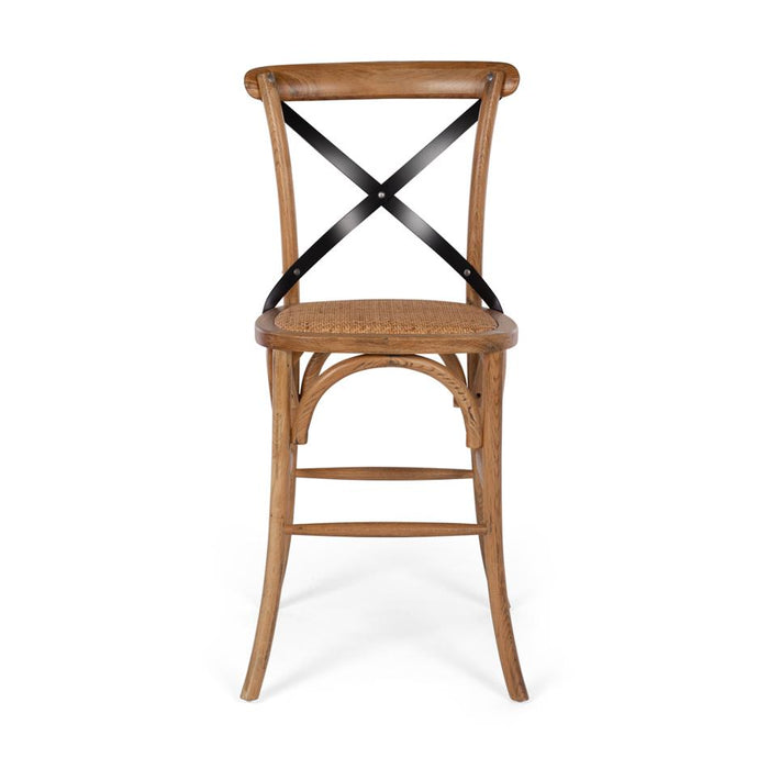 Furniture By Design Villa X-Back Barstool Smoked Oak Rattan Seat