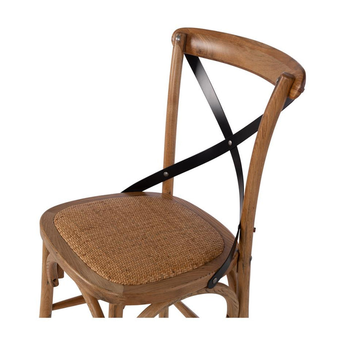 Furniture By Design Villa X-Back Barstool Smoked Oak Rattan Seat