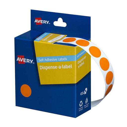 Avery Label Dispenser Dmc14o Orange Round 14mm 1050 Pack-Officecentre