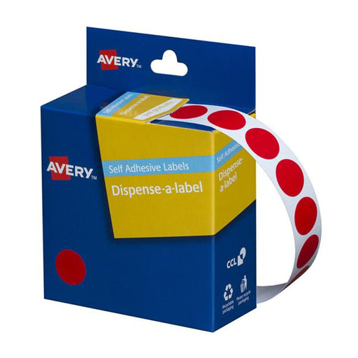 Avery Label Dispenser Dmc14r Red Round 14mm 1050 Pack-Officecentre