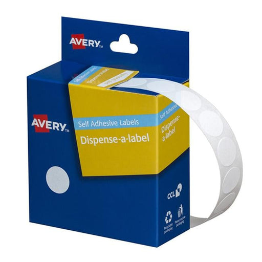 Avery Label Dispenser Dmc14w White Round 14mm 1200 Pack-Officecentre