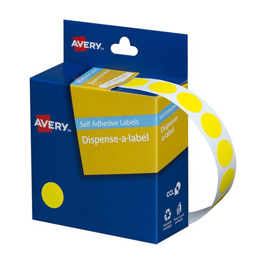 Avery Label Dispenser Dmc14y Yellow Round 14mm 1050 Pack-Officecentre