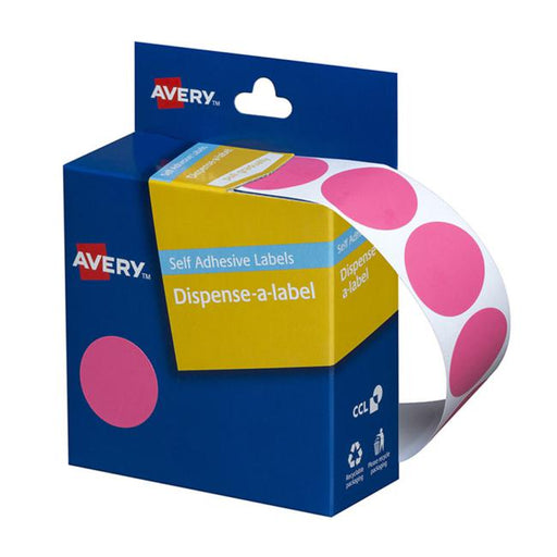 Avery Label Dispenser Dmc24p Pink Round 24mm 500 Pack-Officecentre