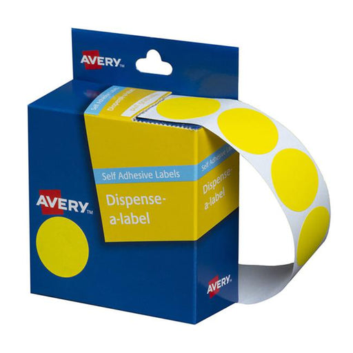 Avery Label Dispenser Dmc24y Yellow Round 24mm 500 Pack-Officecentre
