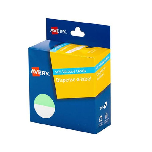Avery Label Dispenser Green & White Round 24mm 300 Pack-Officecentre