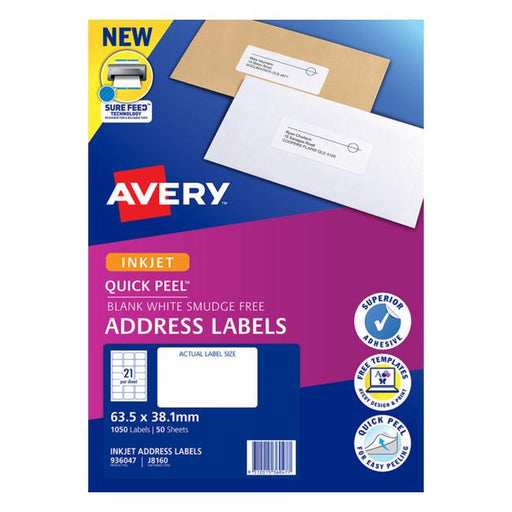 Avery Label J8160-50 Inkjet 50 Sheets-Officecentre