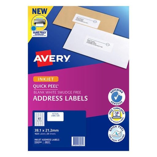 Avery Label J8651-25 Inkjet 25 Sheets-Officecentre