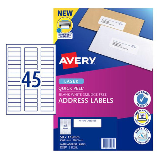Avery Label L7156-100 58×17.8mm 100 Sheets-Officecentre