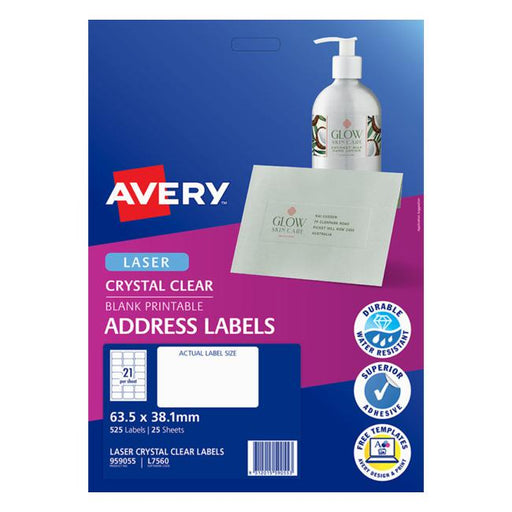 Avery Label L7560-25 Clear 25 Sheets-Officecentre