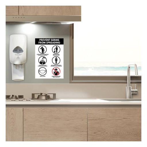 Avery Pre-Printed Self-Adhesive Sign Prevent Germs from Spreading A4 1up 5 Sheets-Officecentre