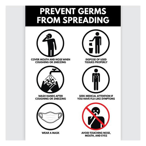 Avery Pre-Printed Self-Adhesive Sign Prevent Germs from Spreading A4 1up 5 Sheets-Officecentre