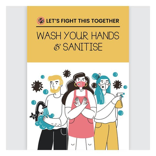 Avery Pre-Printed Self-Adhesive Sign Wash your Hands and Sanitise A4 1up 5 Sheets-Officecentre