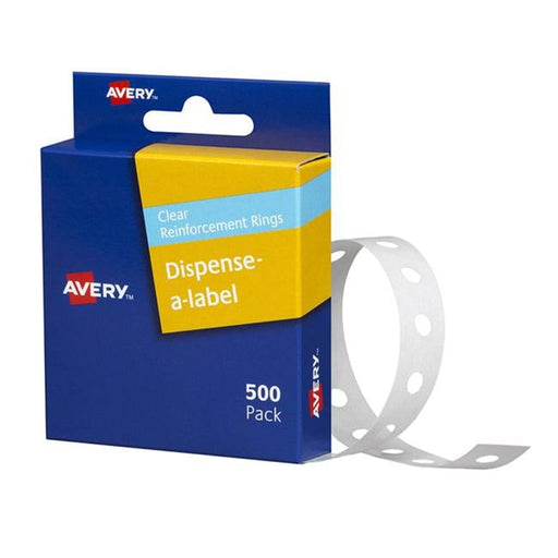 Avery Ring Reinforcers 500 Pack Clear-Officecentre