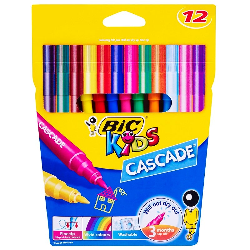 BIC Kids Cascade Colouring Felt Pens Pack 12-Officecentre