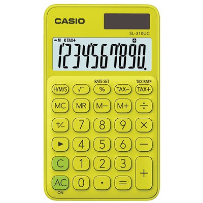 Casio SL310UCBK Hand Held 10 Digit Calculator Yellow/Green-Officecentre