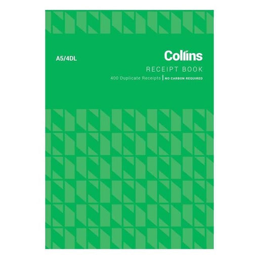 Collins Cash Receipt A5 4dl 100 Leaf Duplicate No Carbon Required-Officecentre