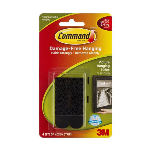Command Picture Hanging Strips 17201BLK Medium Black Pack of 4-Officecentre