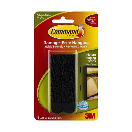 Command Picture Hanging Strips 17206BLK Large Black Pack of 4-Officecentre