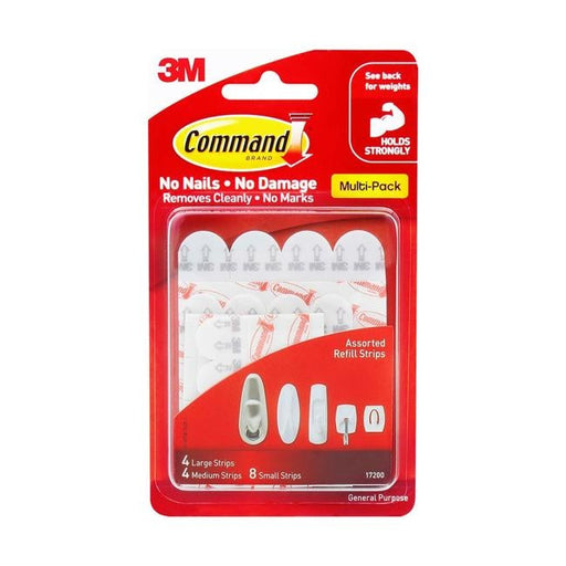 Command Refill Strips 17200 Assorted White Pk/16-Officecentre