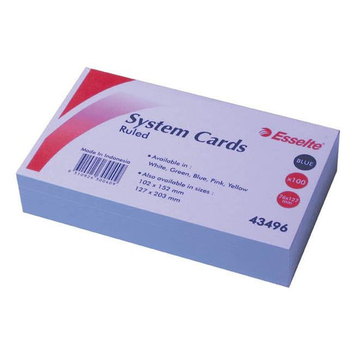 Esselte system cards 127x76mm (5x3) blue pack 100-Officecentre