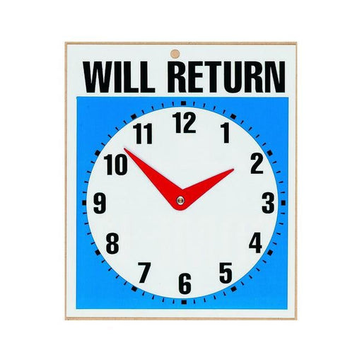 Headline will return clock sign 190x230mm-Officecentre