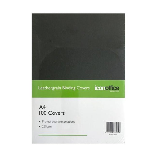 Icon Binding Covers A4 Black 250gsm Pack 100-Officecentre