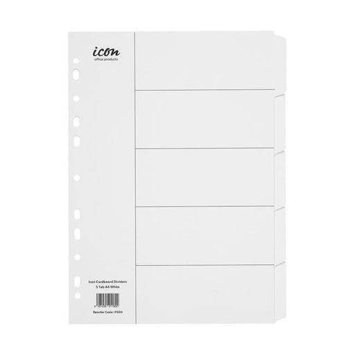 Icon Cardboard Dividers 5 Tab White-Officecentre