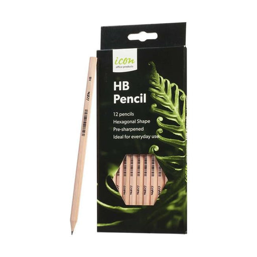 Icon HB Pencil Hexagonal Natural, Pack of 12-Officecentre