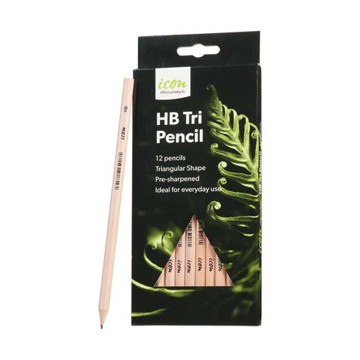 Icon HB Pencil Triangular Natural, Pack of 12-Officecentre