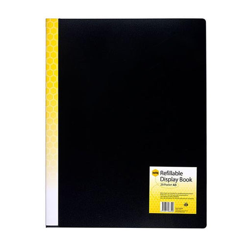 Marbig refillable display book a3 20 pockets black-Officecentre