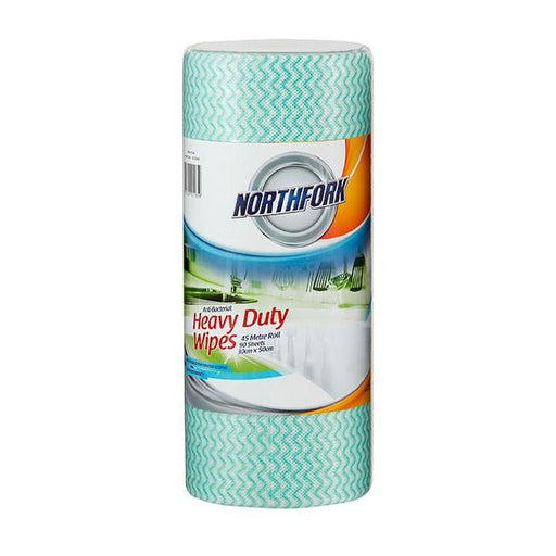 Northfork heavy duty antibacterial perforated wipe 45m 90 sheets-Officecentre