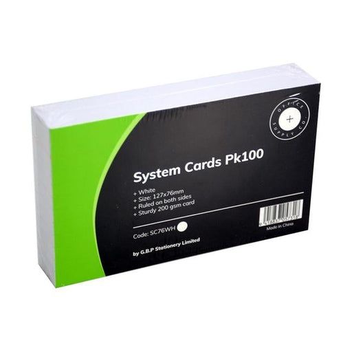 OSC System Cards 76 x 127mm White Pack 100-Officecentre