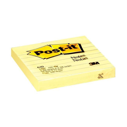 Post-it Notes 630-SS Lined Yellow 76x76mm 100 sheet pads-Officecentre
