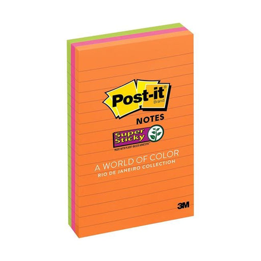 Post-it Super Sticky Lined Notes 660-3SSUC 101x152mm Rio Pack of 3-Officecentre