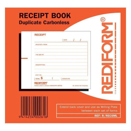 Rediform Book Receipt Small R/Recsml Duplicate 50 Leaf-Officecentre