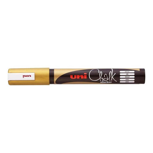 Uni Chalk Marker 1.8-2.5mm Bullet Tip Gold PWE-5M-Officecentre