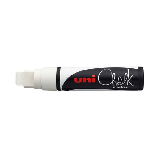 Uni Chalk Marker 15.0mm Chisel Tip White PWE-17K-Officecentre