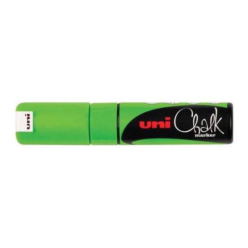 Uni Chalk Marker 8.0mm Chisel Tip Fluoro Green PWE-8K-Officecentre