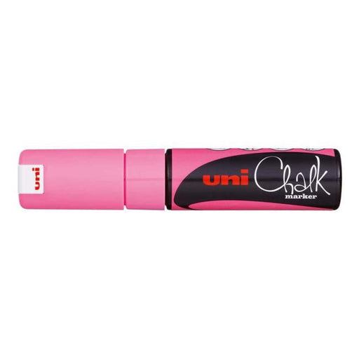 Uni Chalk Marker 8.0mm Chisel Tip Fluoro Pink PWE-8K-Officecentre