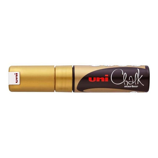 Uni Chalk Marker 8.0mm Chisel Tip Gold PWE-8K-Officecentre