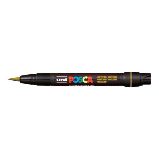 Uni Posca Marker 0.1-10.0mm Brush Tip Gold PCF-350-Officecentre