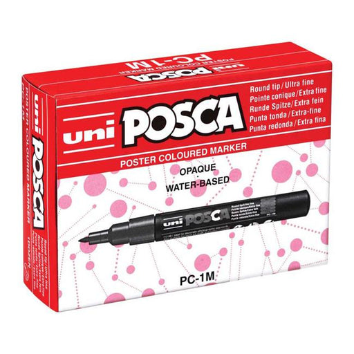 Uni Posca Marker 0.7mm Ultra-Fine Round Tip Assorted Pack 12 PC-1M-Officecentre