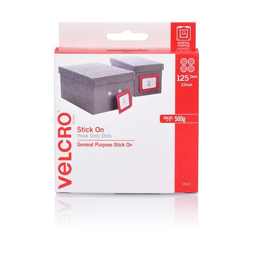 Velcro brand stick on hook only dots 125 dots 22mm white-Officecentre
