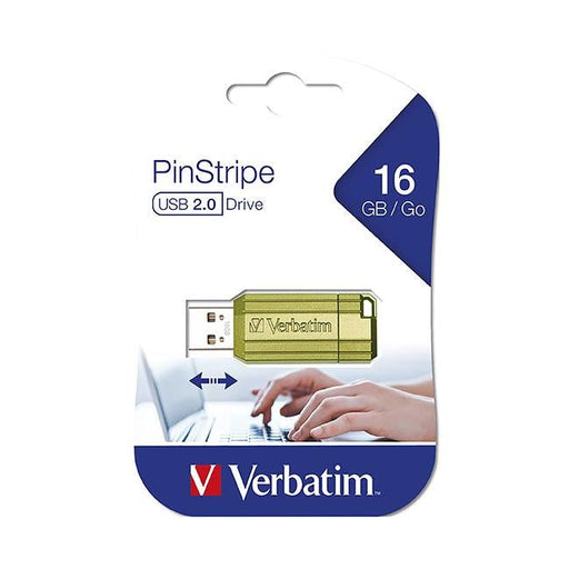 Verbatim store'n'go pinstripe usb drive 16gb green-Officecentre