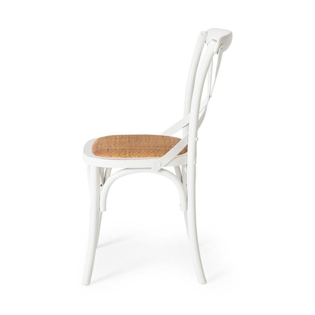 Villa X-Back Chair Aged White Rattan Seat...-Officecentre