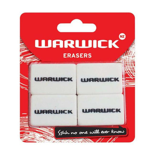 Warwick Eraser Multi 4 Pack Hangsell-Officecentre