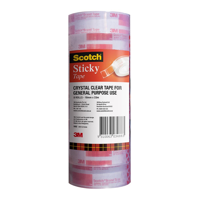 Scotch Sticky Tape 502 18mmx33m, Pack of 8