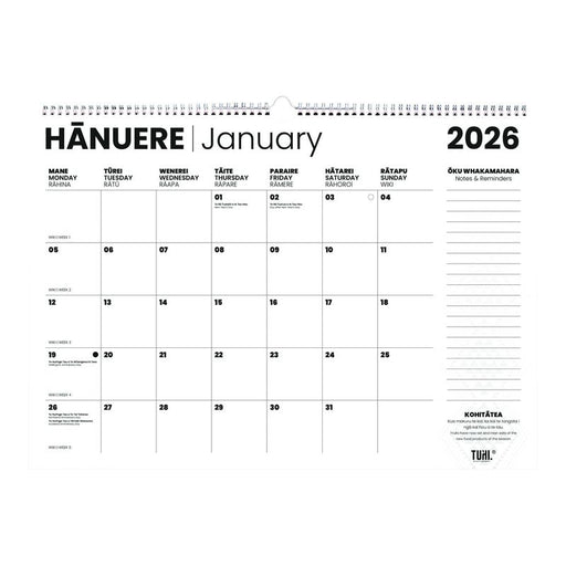 Acme Tuhi Calendar One Month to View Maori A2 2026 12447493_2