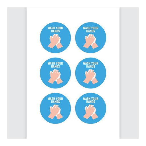 Avery Pre-Printed Self-Adhesive Sign Wash Your Hands Round 6up 5 Sheets 238910_1