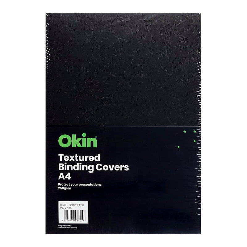 Okin Binding Covers A4 Black 250gsm Pack 100